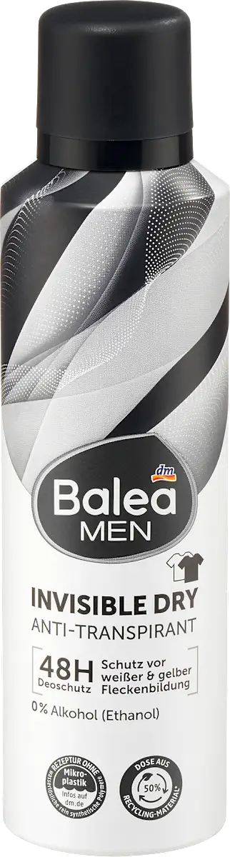 Balea MEN Antiperspirant Deodorant Spray Invisible Dry, 200 ml